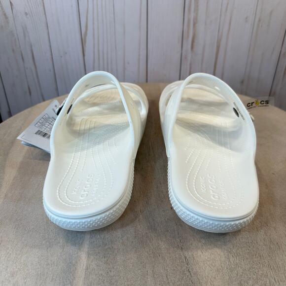 Crocs Classic Mens Slides Size 9 Womens 11 Slip On Sandals White 206761-100 NEW - Picture 9 of 14